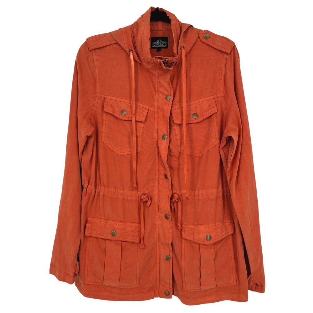 Angie Utility Jacket with Hood Sunwashed Orange Size Small